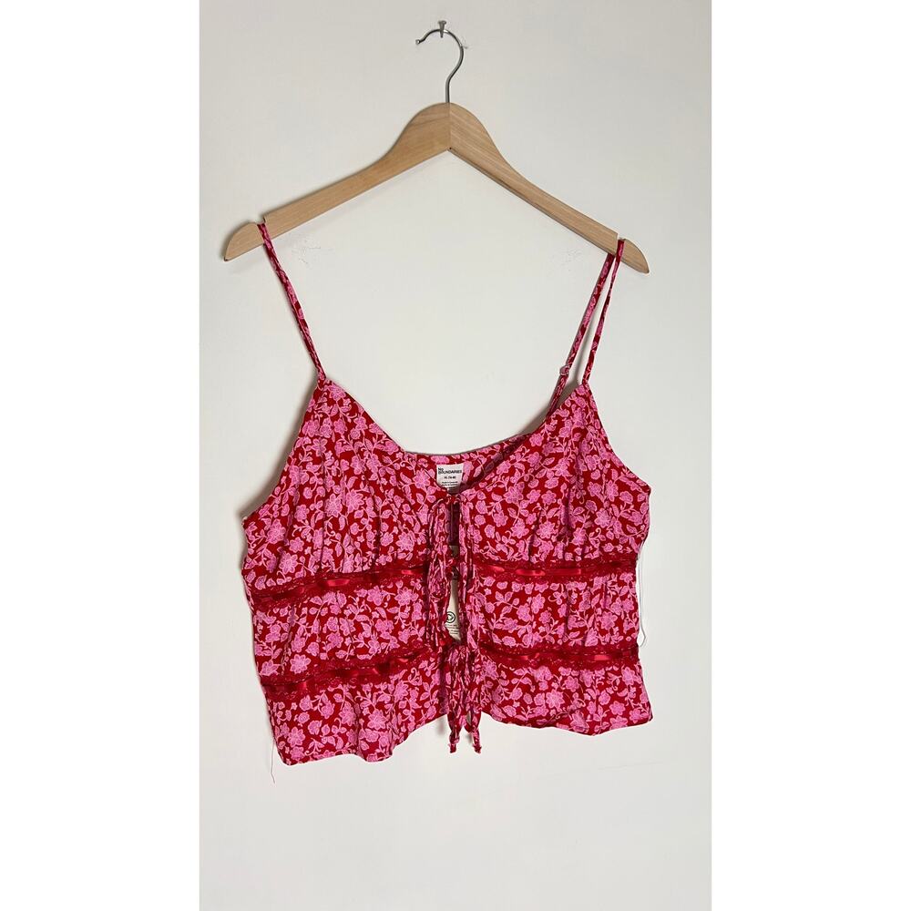 No Boundaries Red Tie Front Lace Tank Top Size‎ XL